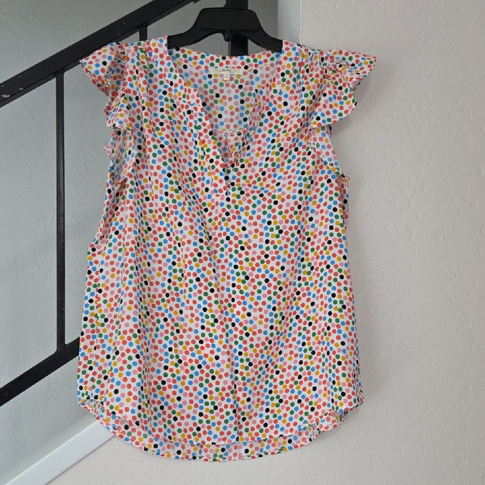 ANDREE BY UNIT Multicolor Polka Dot Top Size L